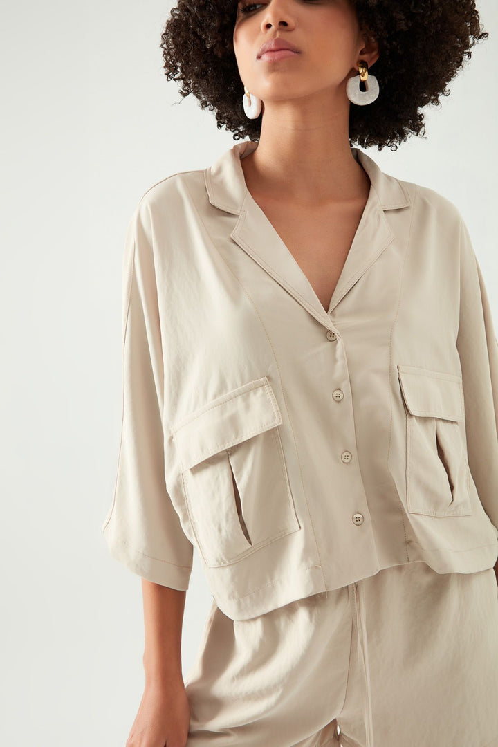Pocket Oversize Shirt Stone