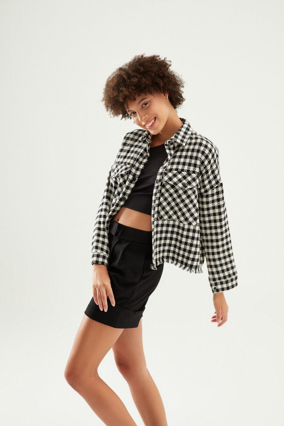 Çizgili Cepli Gömlek Siyah