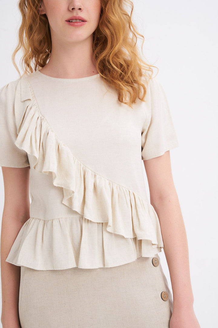 Frilly Linen T-Shirt Natural