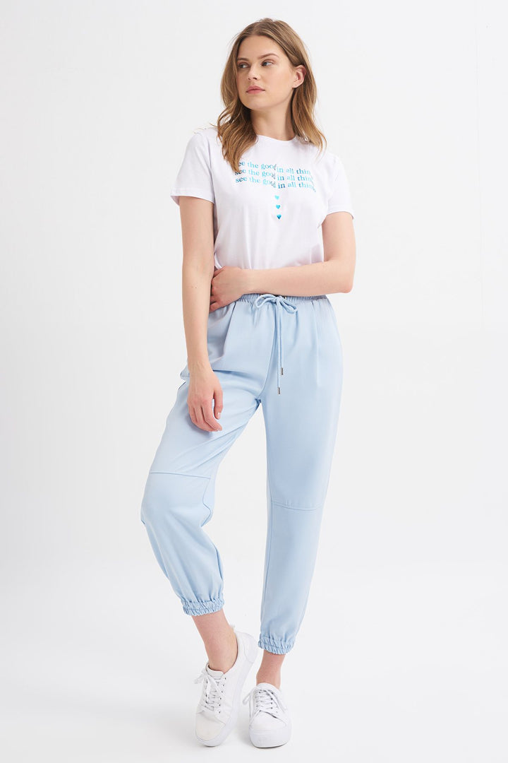 Paçası Lastikli Pantolon Bebe Mavi