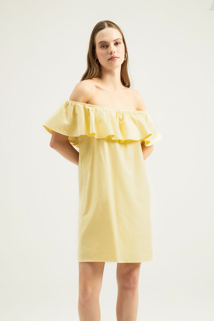 Ruffle Mini Dress Light Yellow