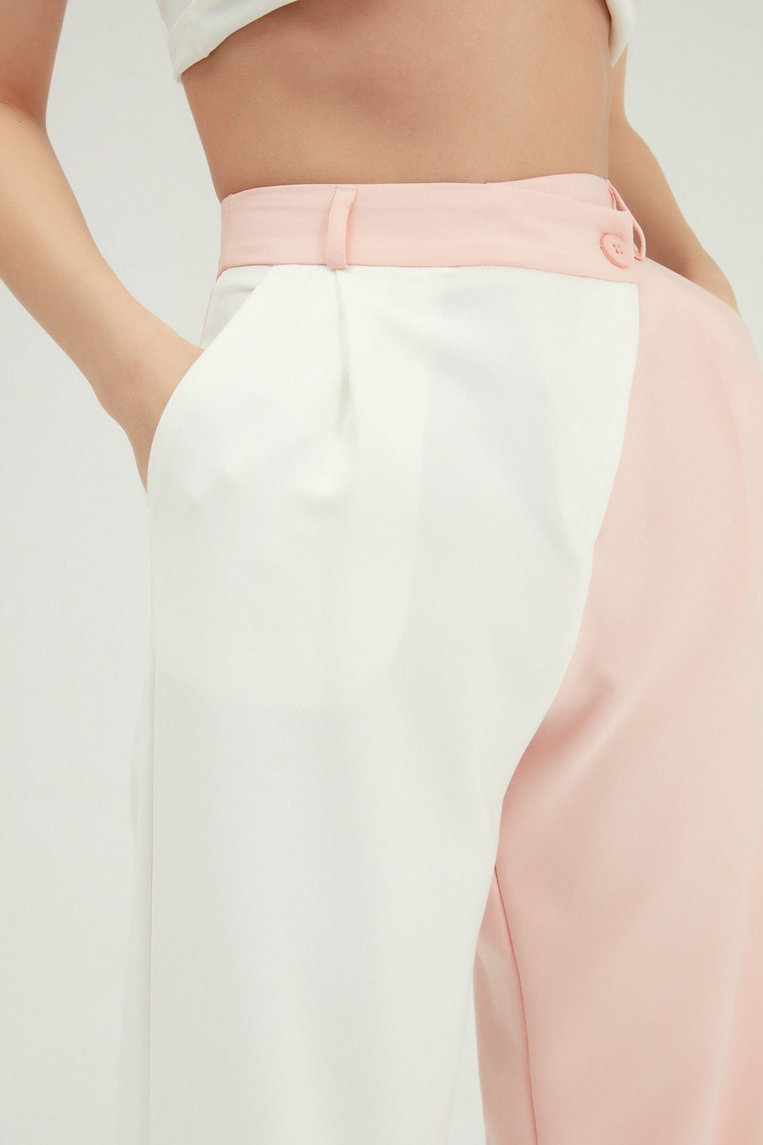 Two Color Palazzo Trousers Powder