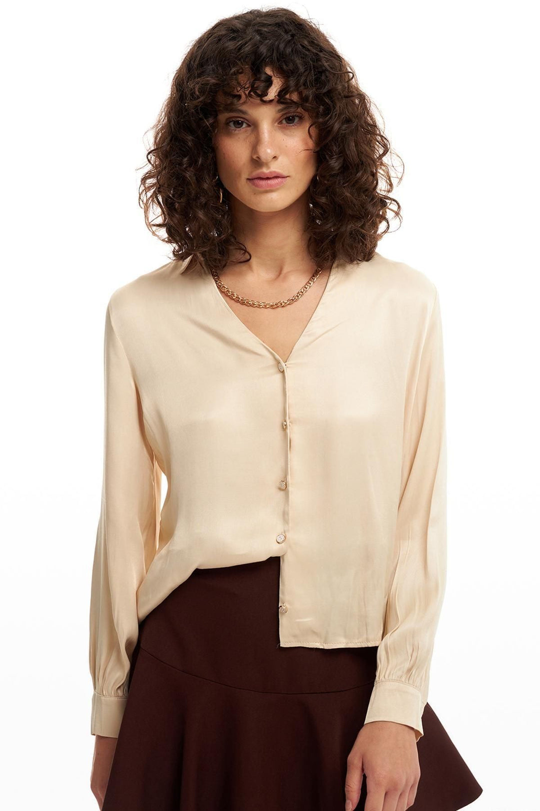 Satin Shirt Beige