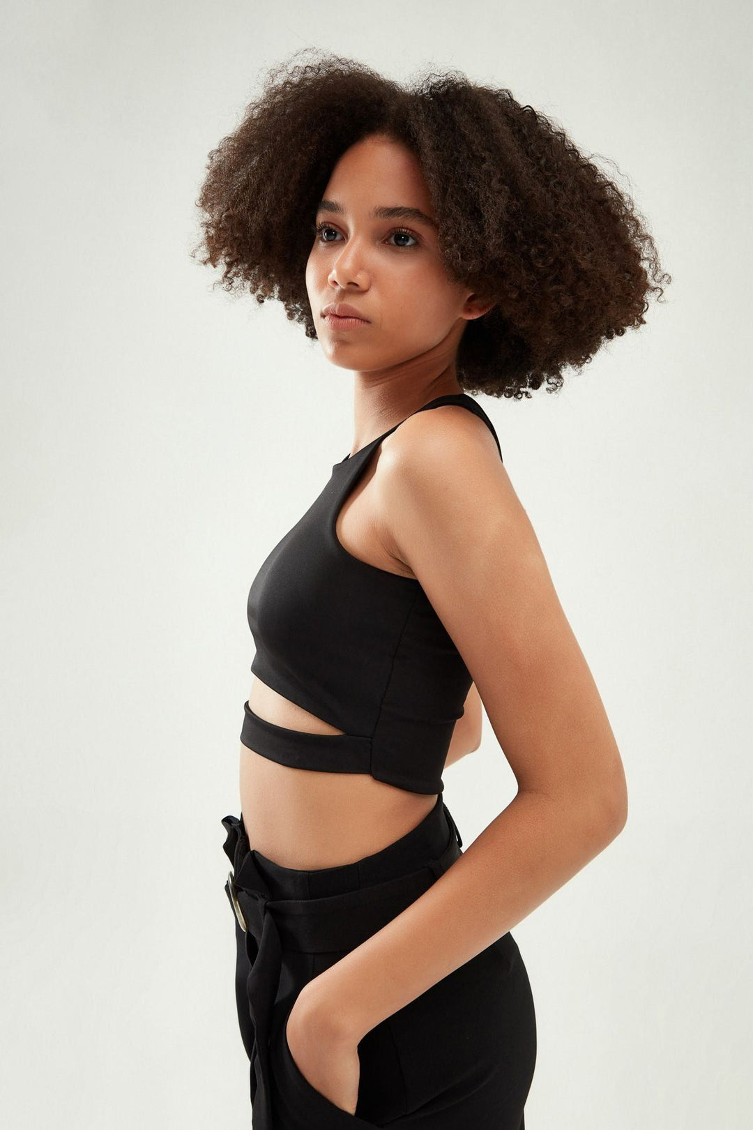 Dekolteli Halter Yaka Bluz Siyah