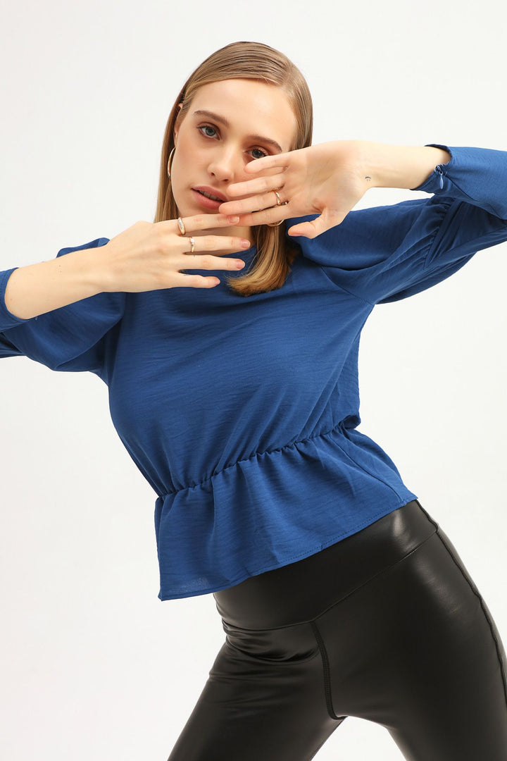 Balloon Sleeve Blouse Indigo
