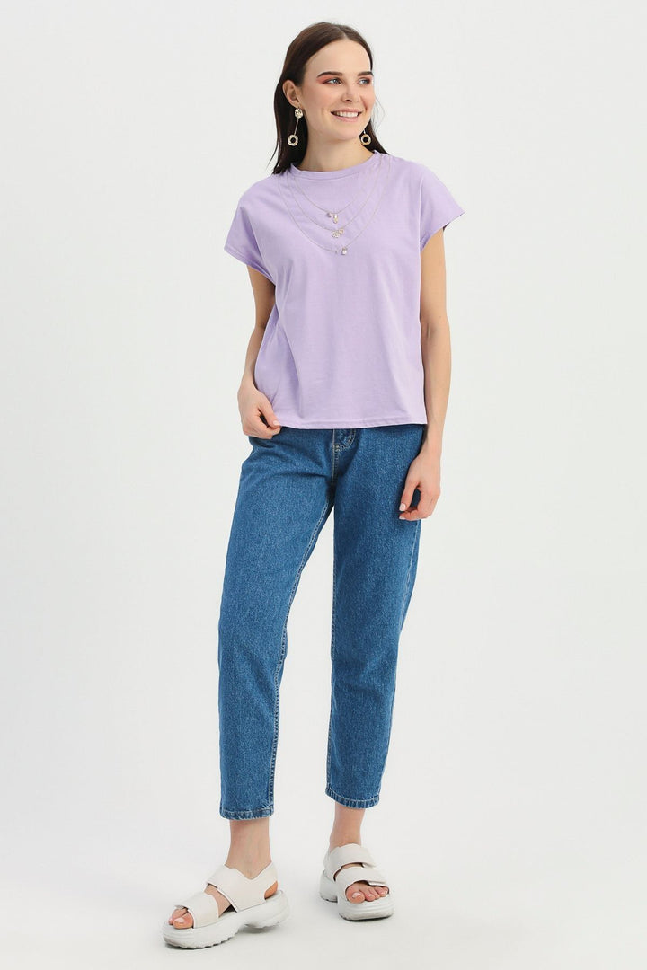 Necklace Accessory Detailed T-Shirt Lilac