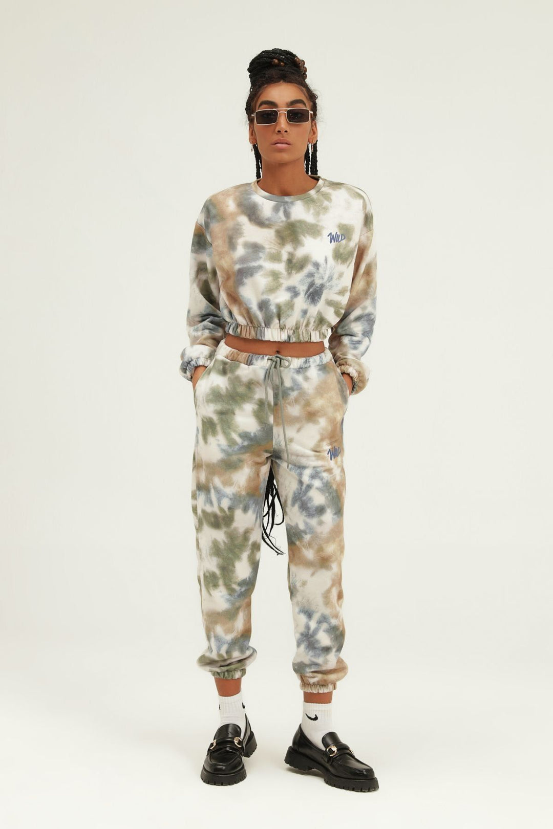 Batik Patterned Embroidered Sweatshirt Indigo