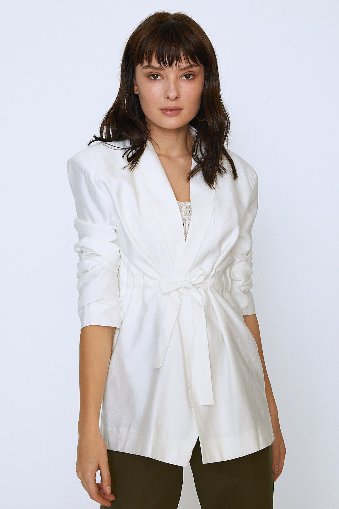 Tie Waist Jacket Ecru