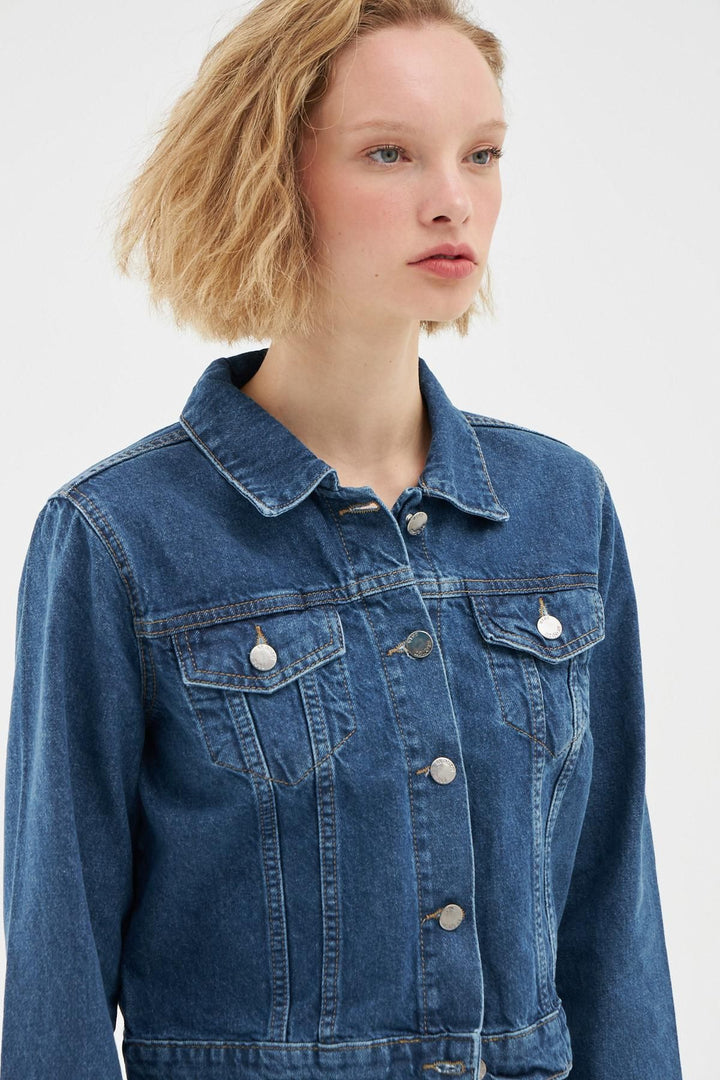 Crop Denim Jacket Blue