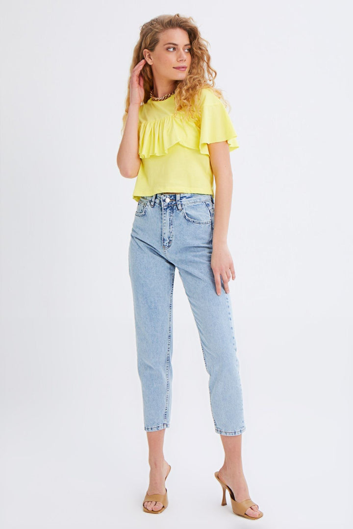 Ruffled Crop T-Shirt Yellow