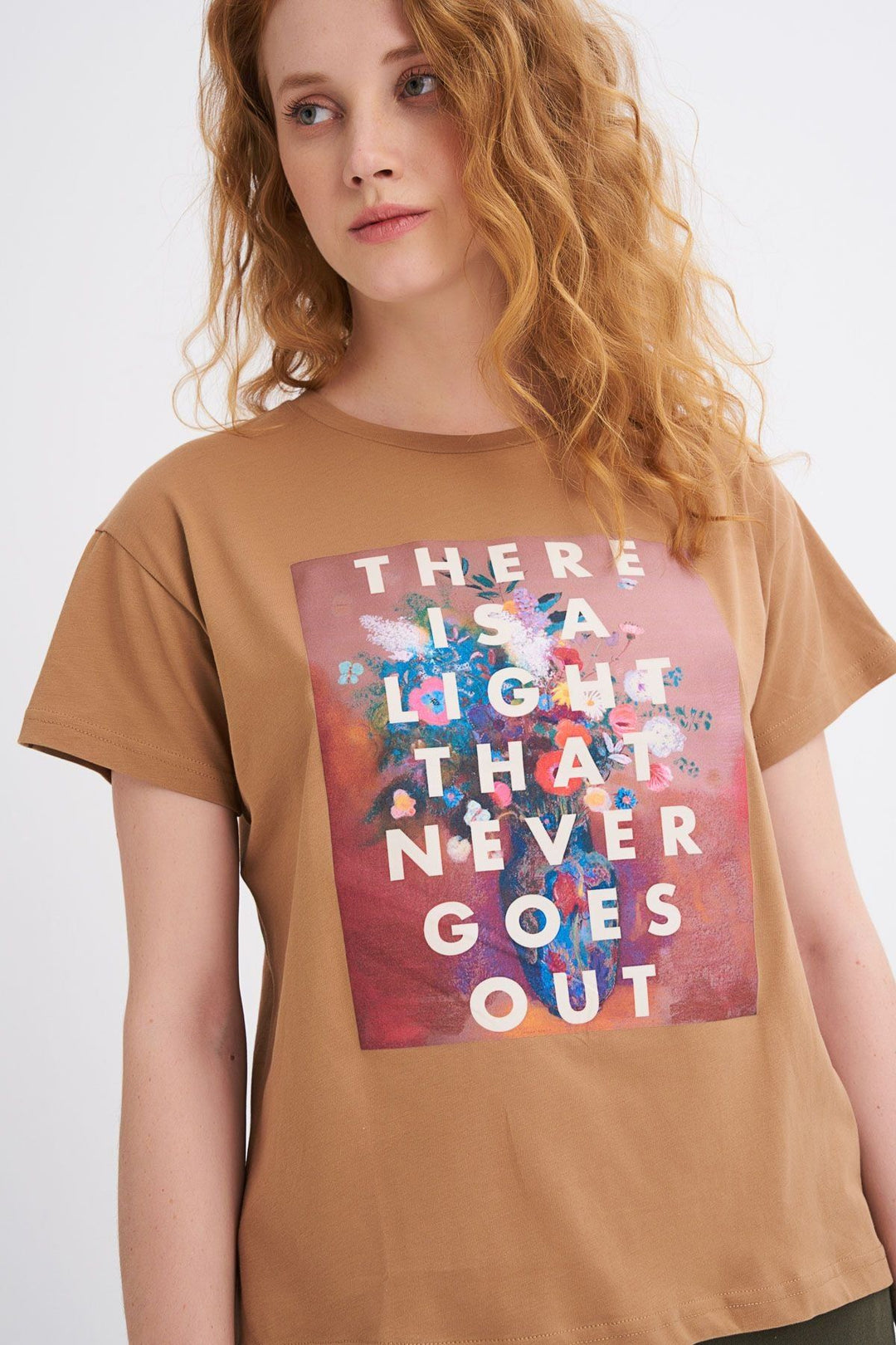 Baskılı Tişört Kahverengi