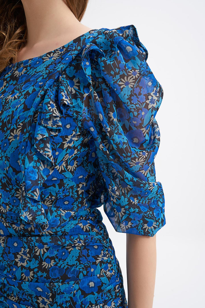 Patterned Gipeli Watermelon Sleeve Dress Sax