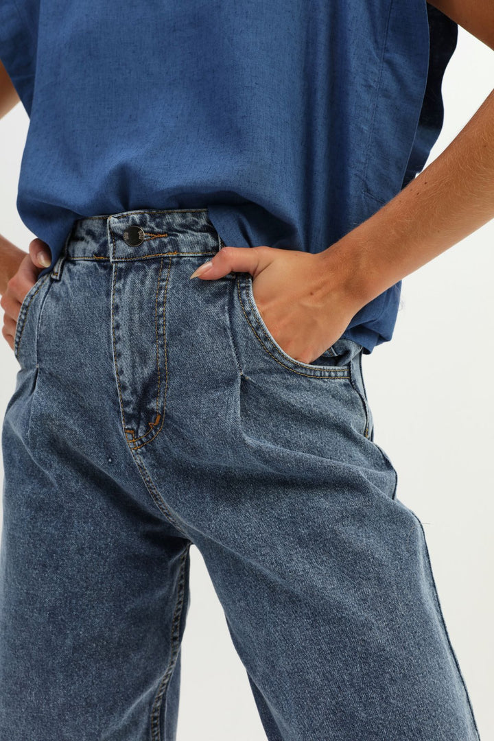 High Waist Slouchy Trousers Light Blue