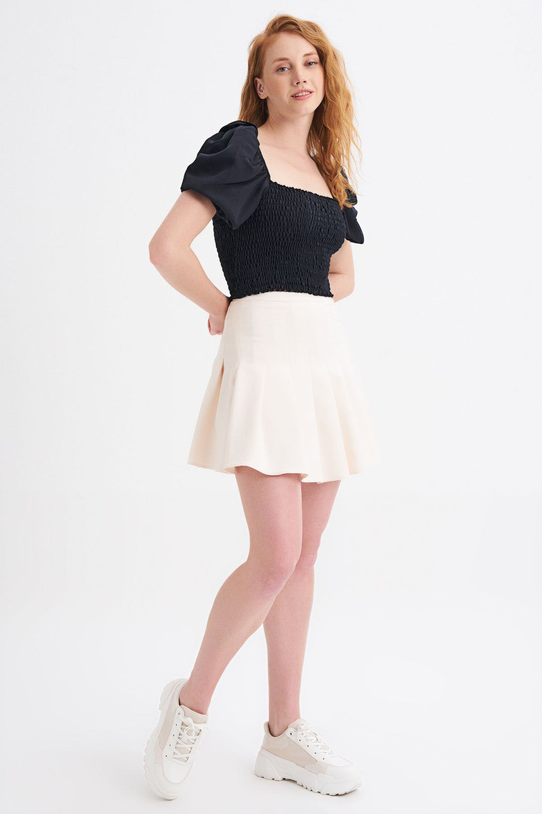 Balon Kol Gipeli Bluz Siyah