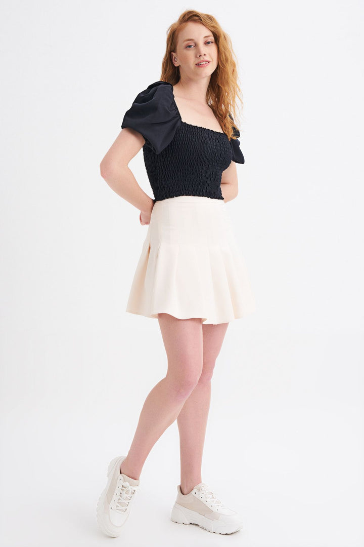 Balon Kol Gipeli Bluz Siyah