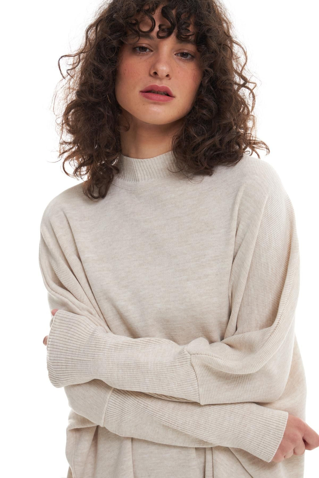 Half Turtleneck Oversize Sweater Stone