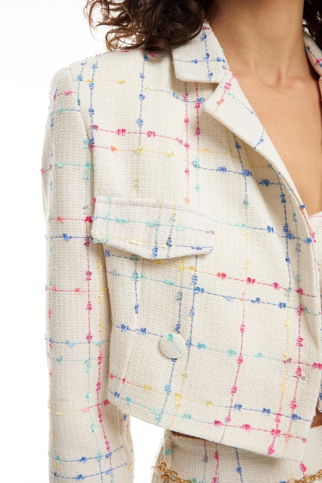 Tüvit Crop Blazer Ceket Ekru