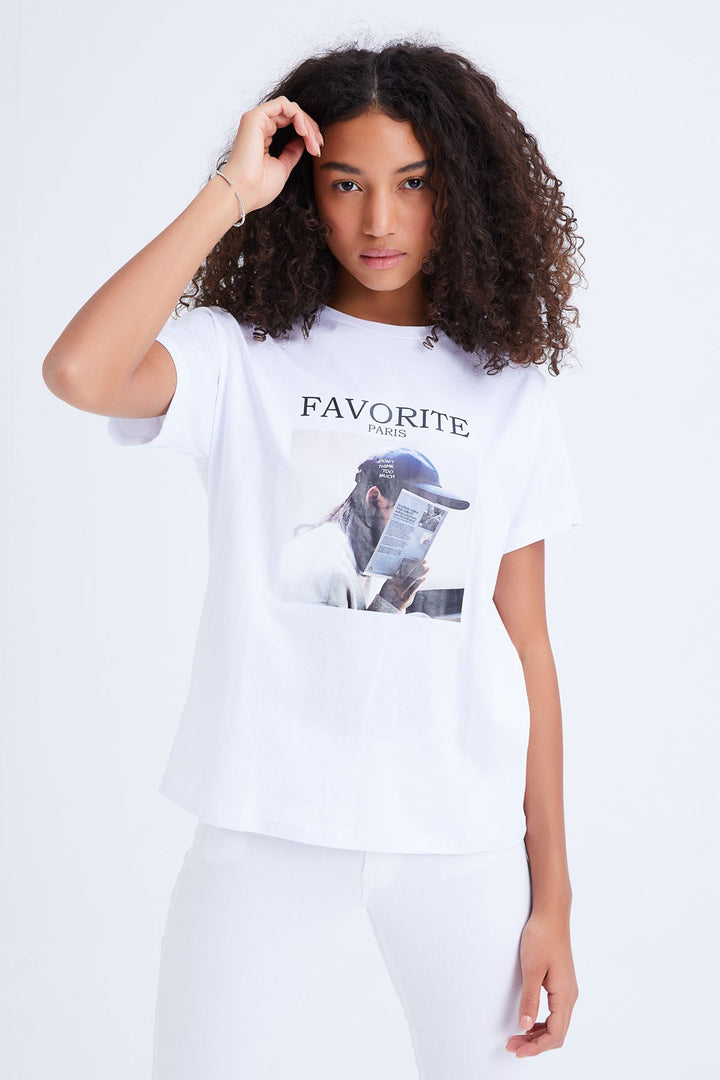 Baskılı Tişört Beyaz