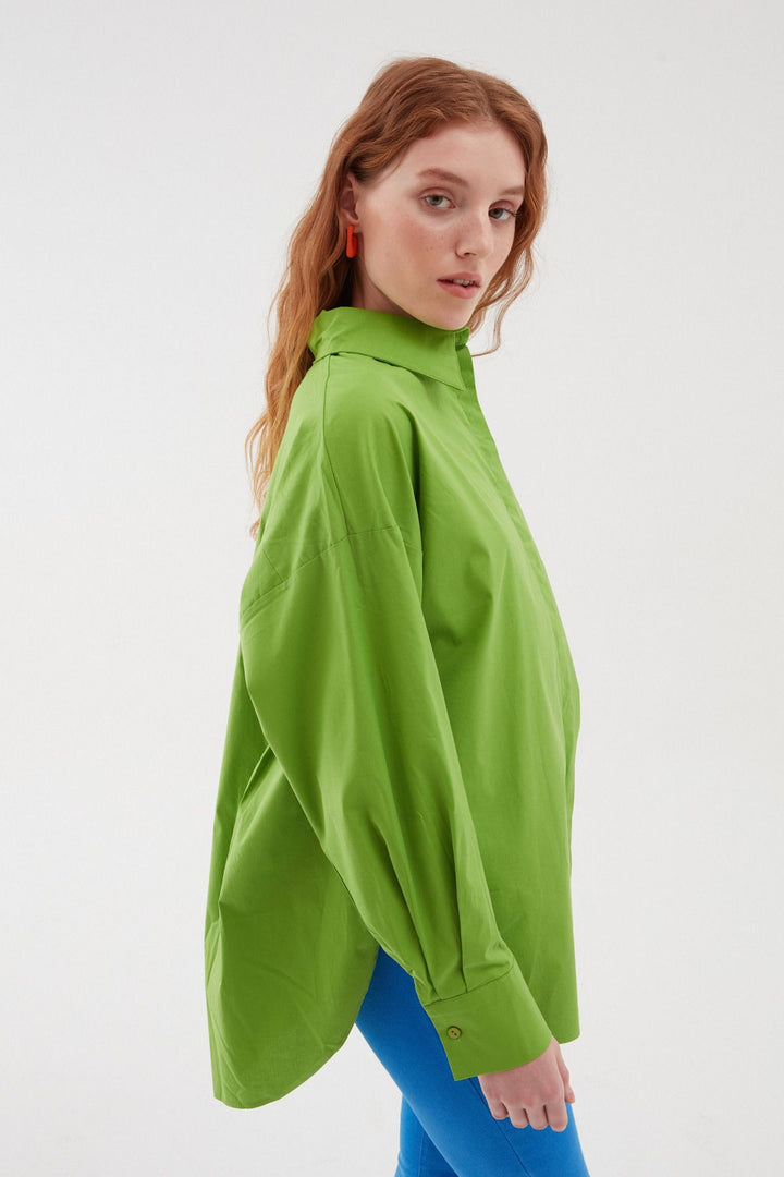 Oversize Basic Shirt Dark Green