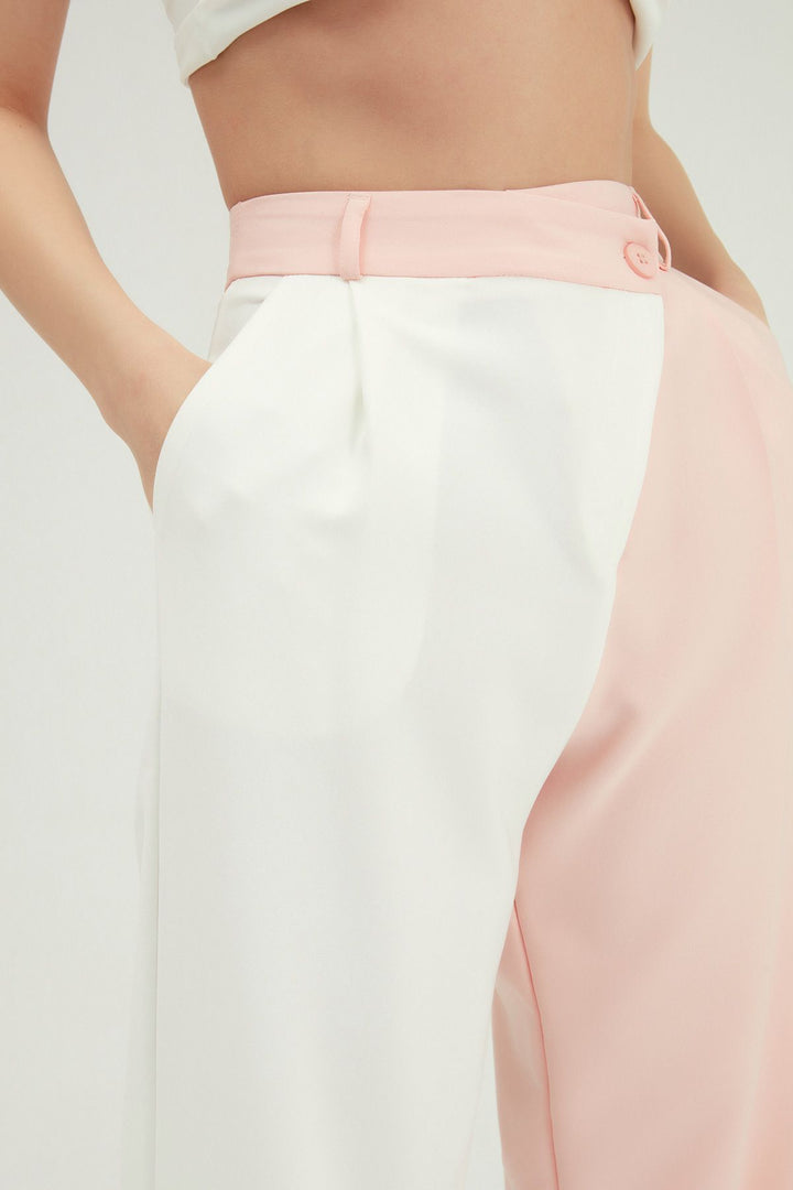 Two Color Palazzo Trousers Powder