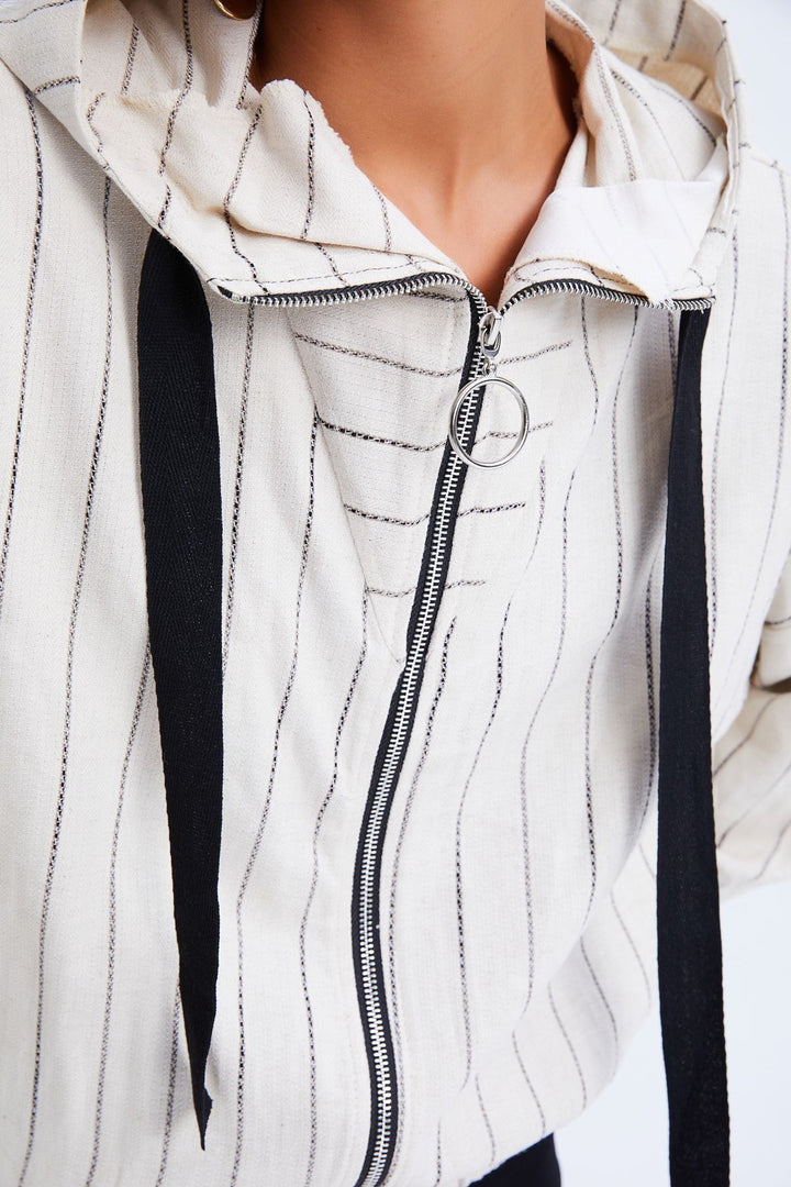 Zippered Seasonal Linen Jacket Bone