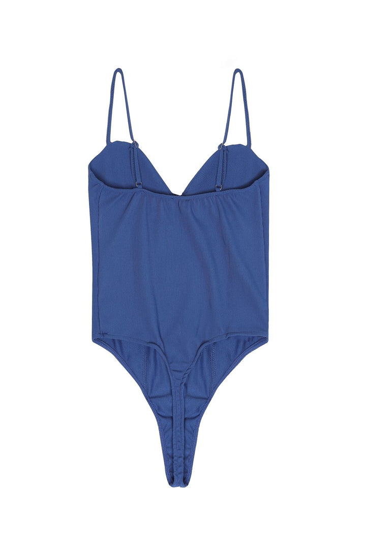 Chest Detailed Bodysuit Sax