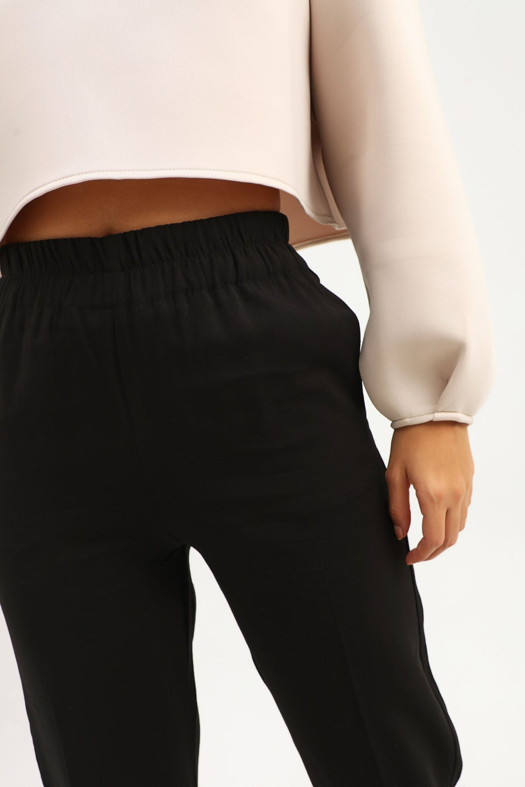 Beli Lastikli Duble Paça Pantolon Siyah