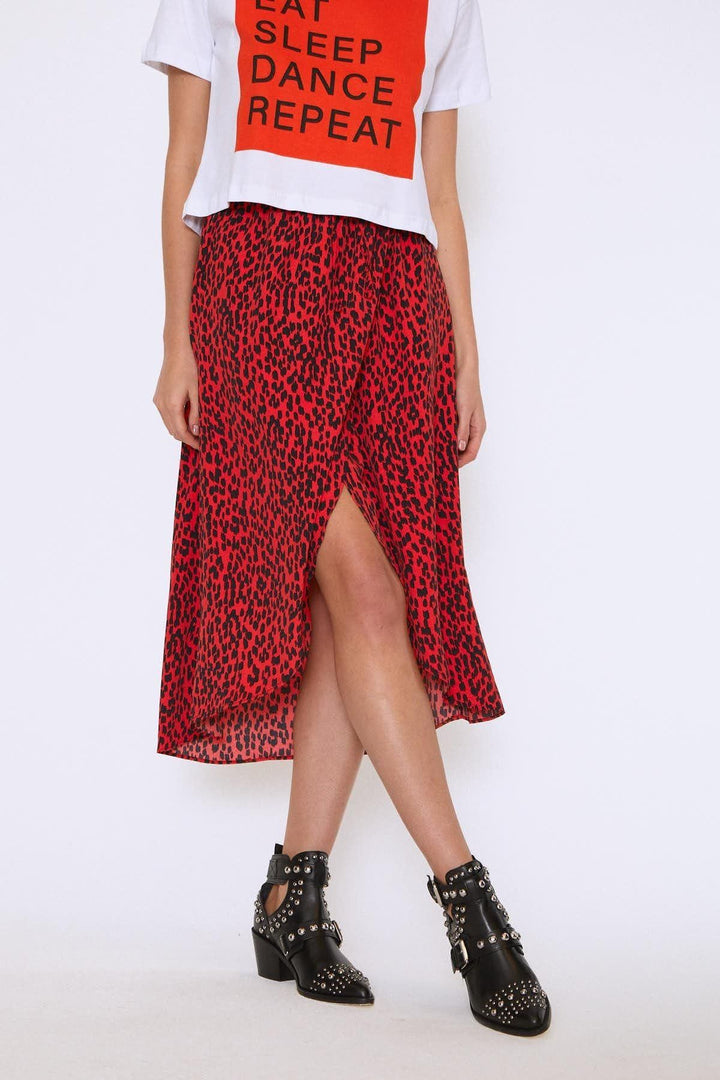 Patterned Wrap Skirt Coral