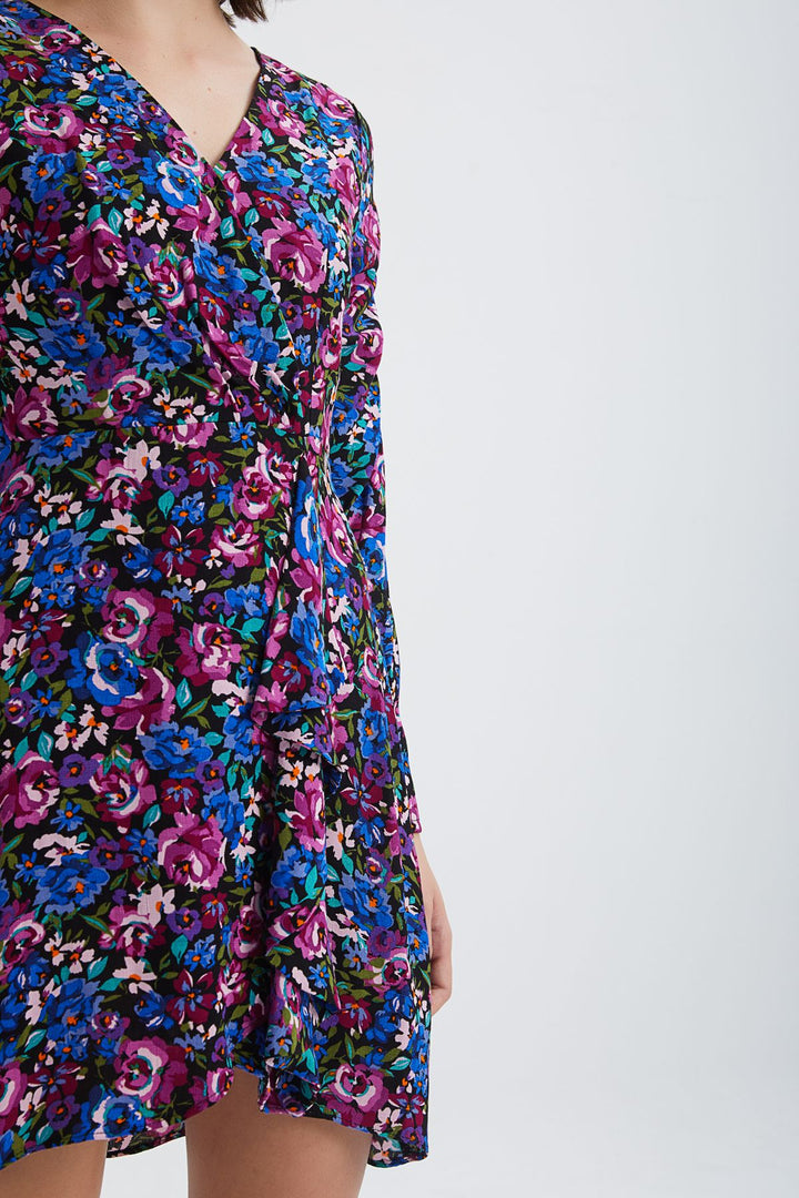 Patterned Frilly Dress Sax