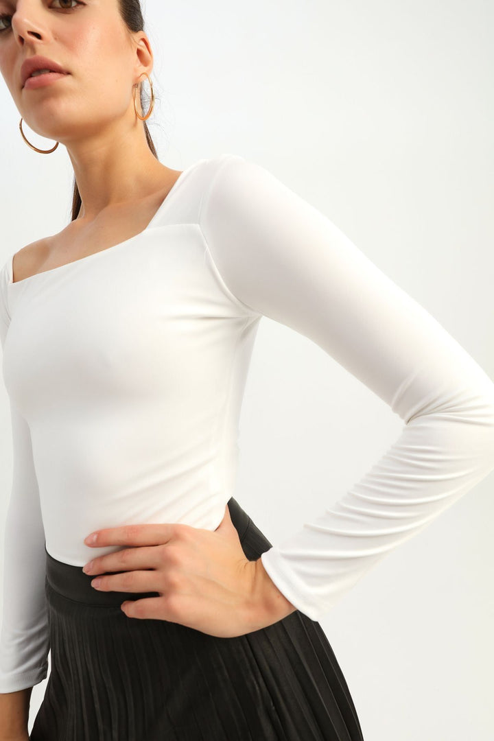 Square Neck Bodysuit Ecru