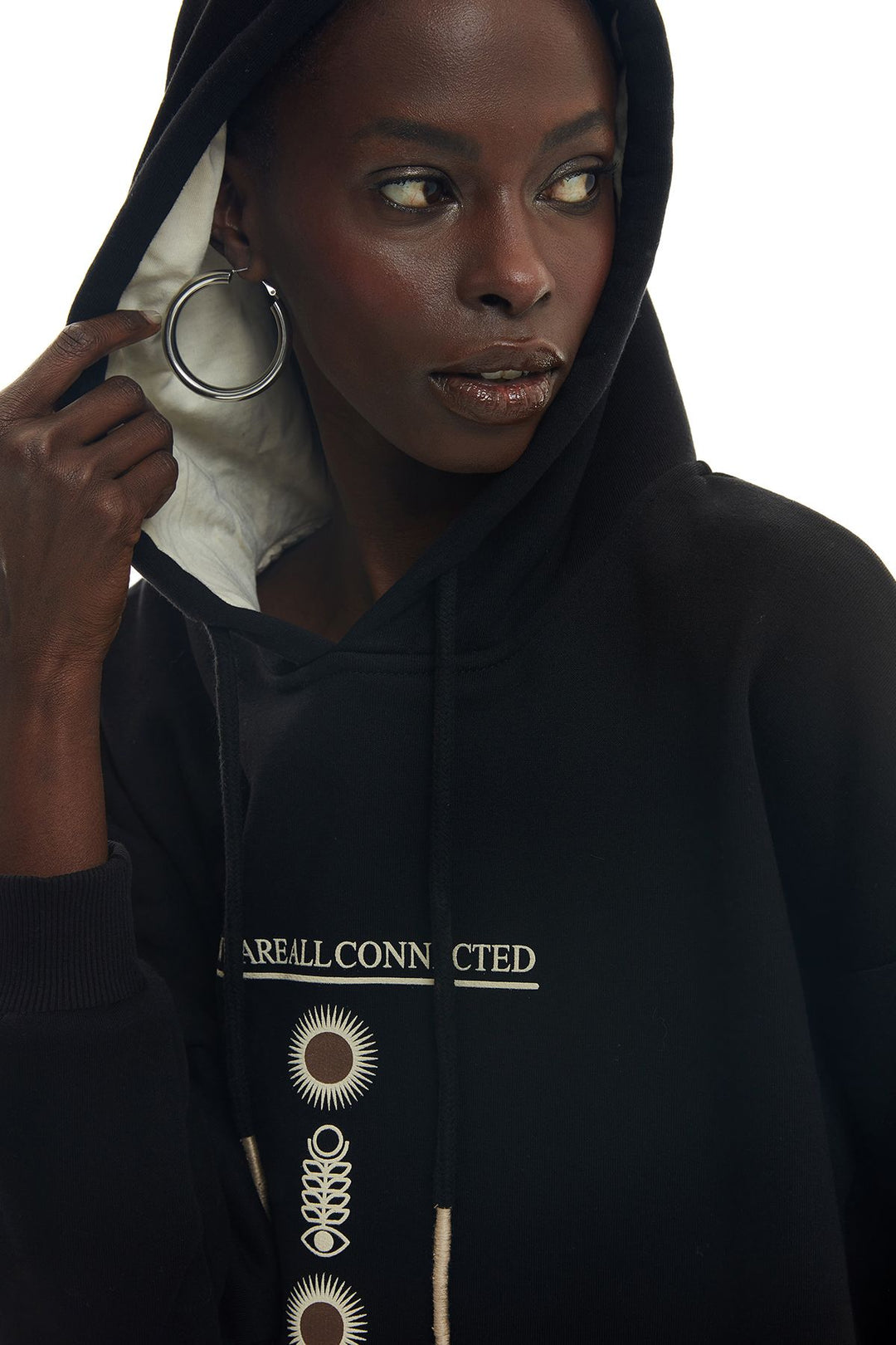 Back Print Detailed Hoodie Sweatshirt Black