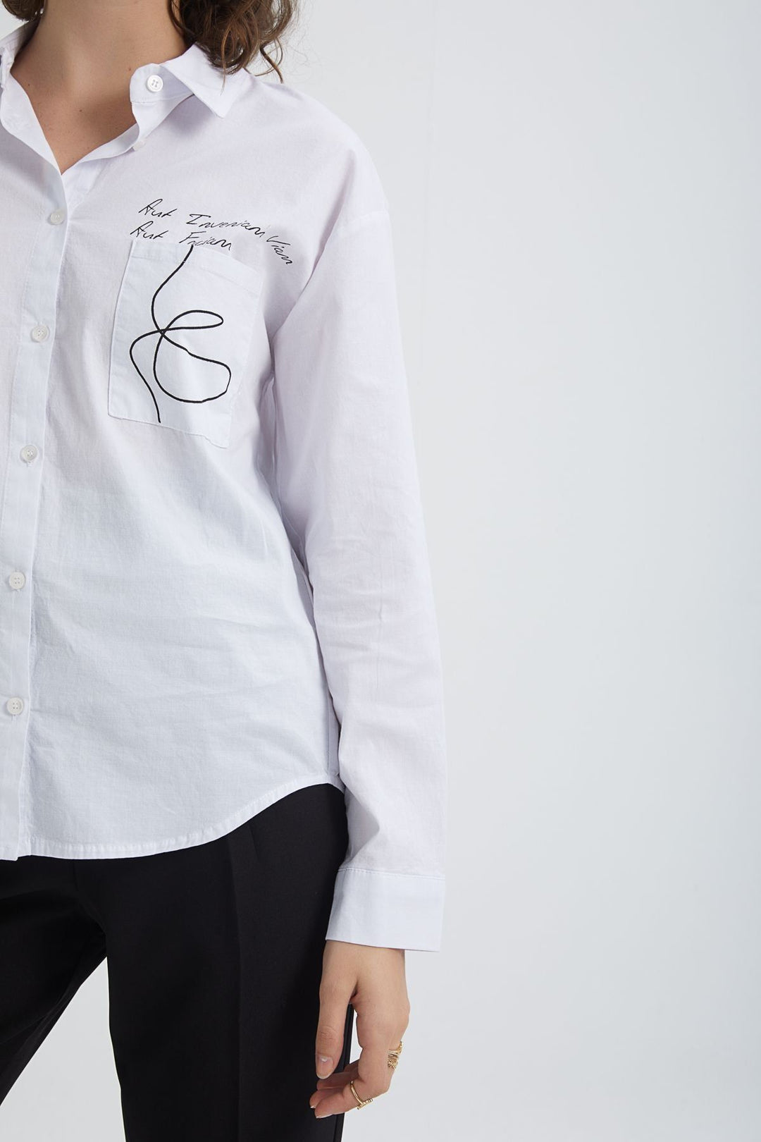 Printed Long Shirt White