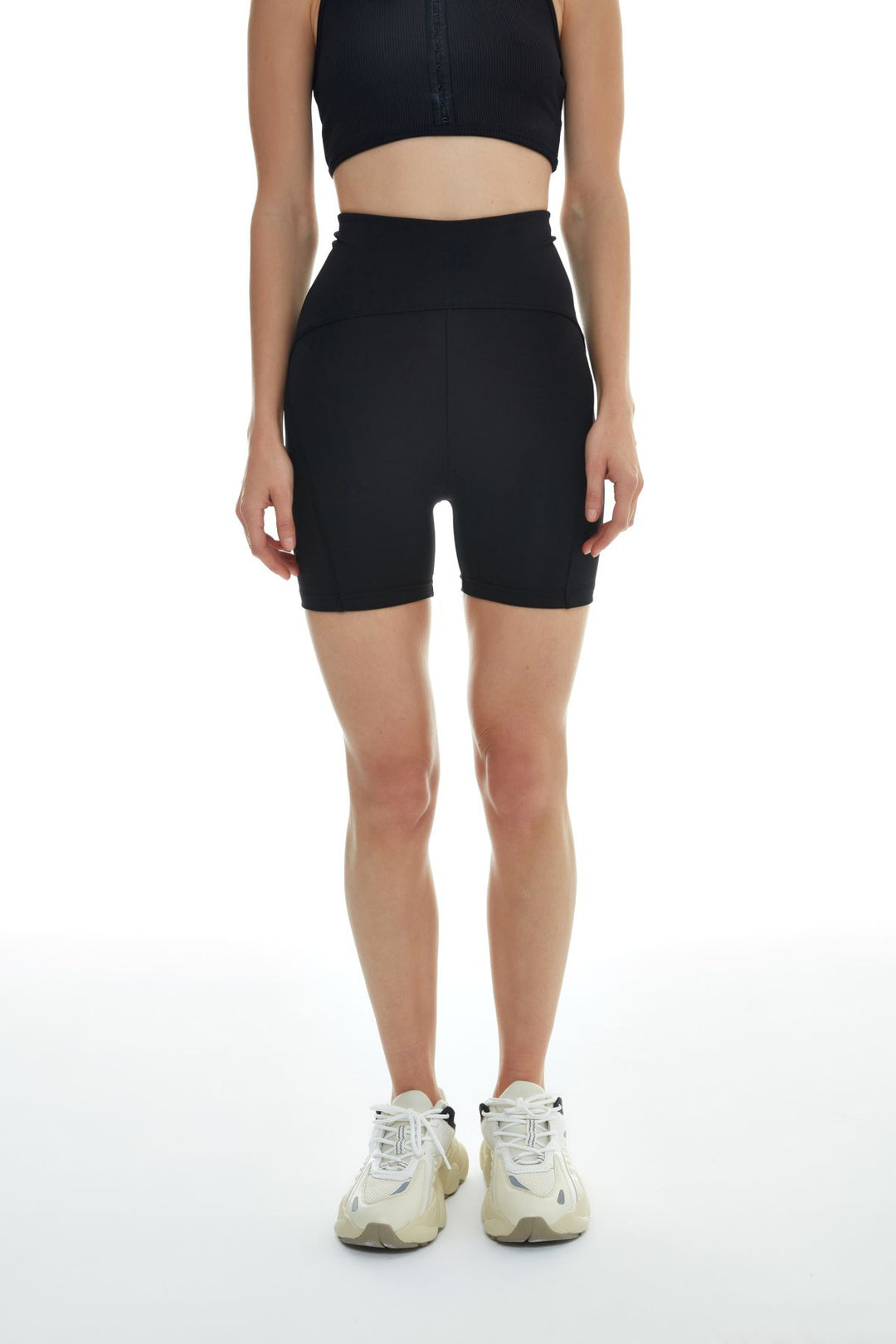 Gathering Biker Leggings Black