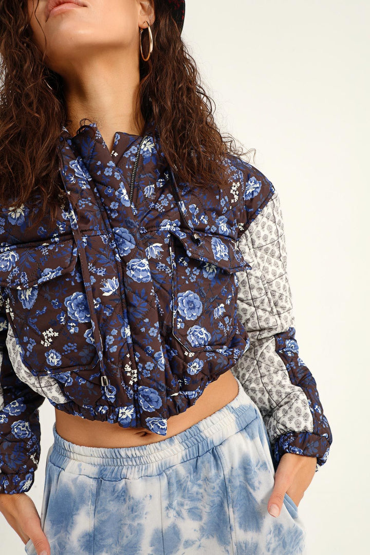 Desenlii Kapüşonlu Bomber Mont Lacivert