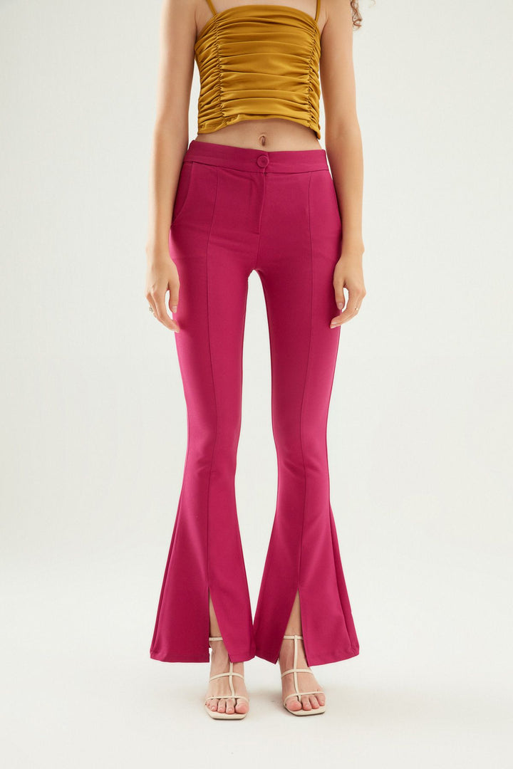 İspanyol Paça Yüksek Bel Pantolon Orkide