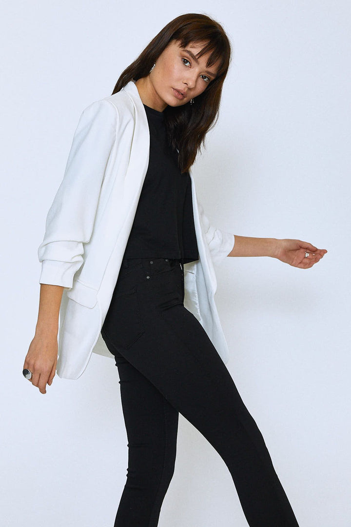 Şal Yaka Blazer Ceket Ekru