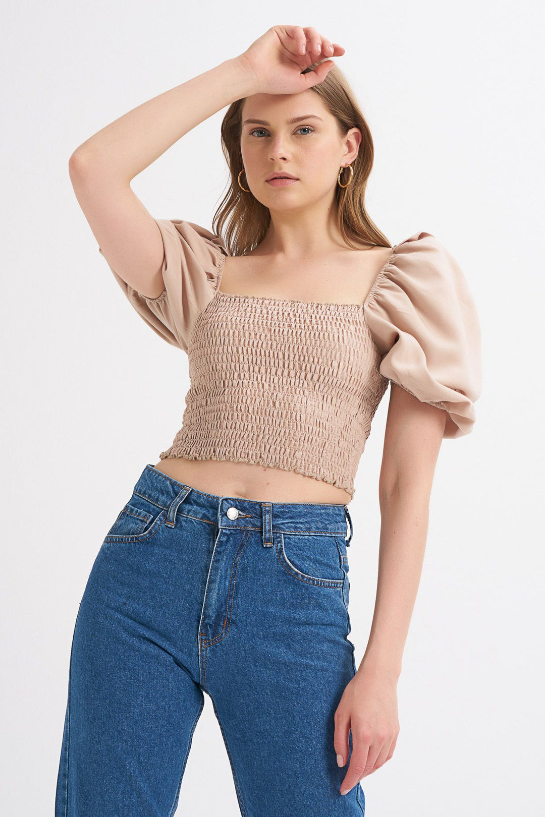 Balon Kol Gipeli Bluz Bej