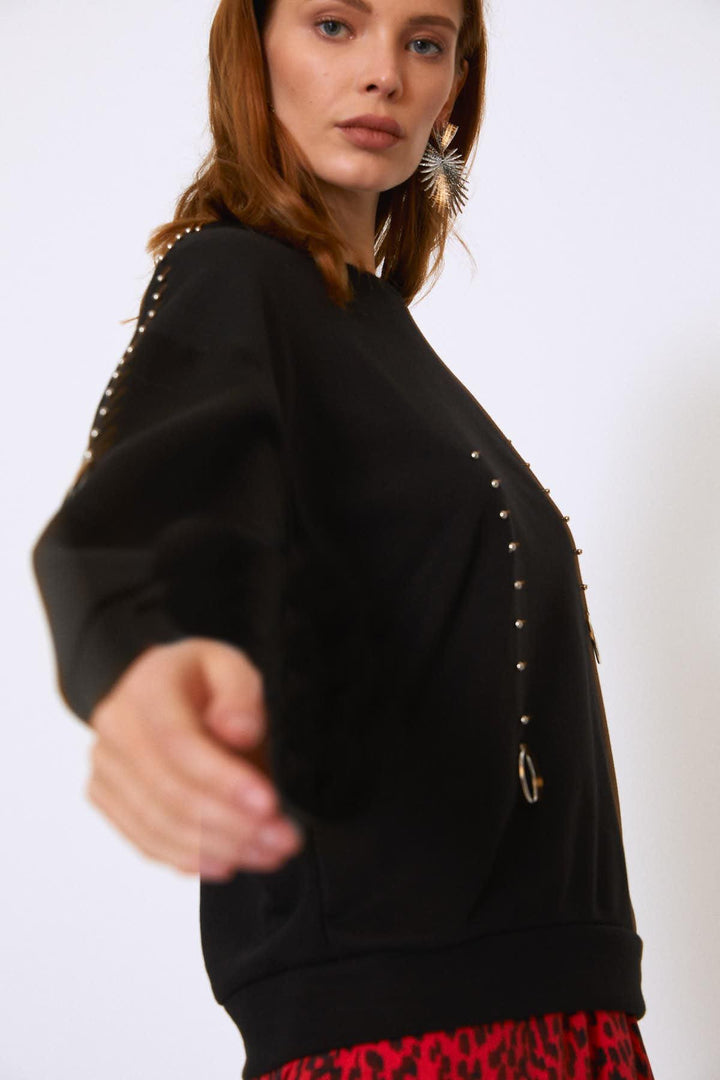 Troklu Sweatshirt Siyah