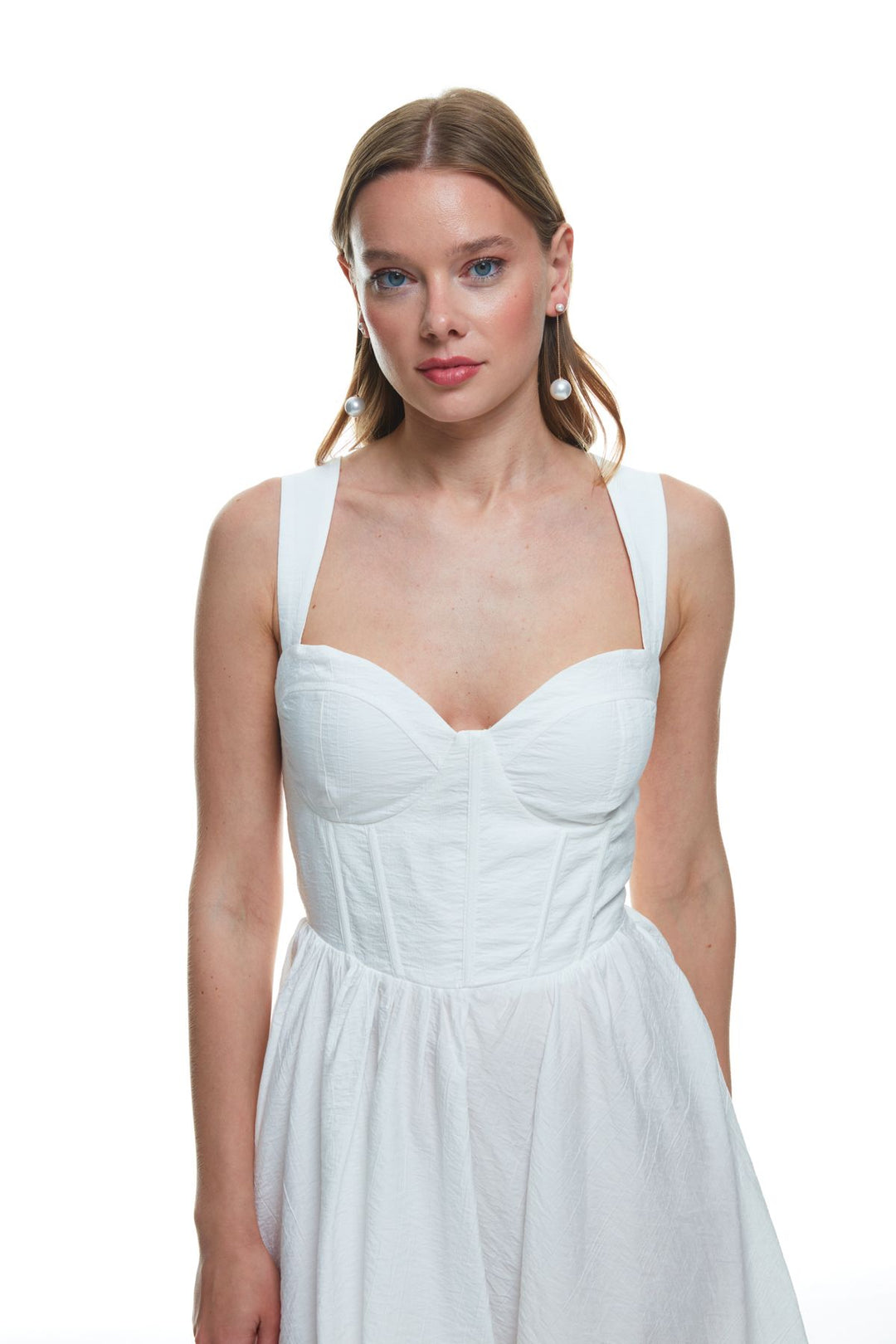 Bust Detail Underwire Mini Dress Ecru