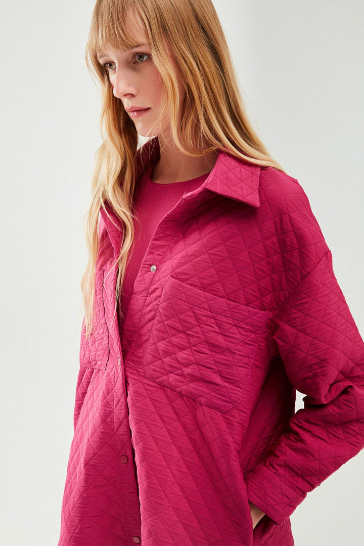 Oversize Kapitone Ceket Orkide