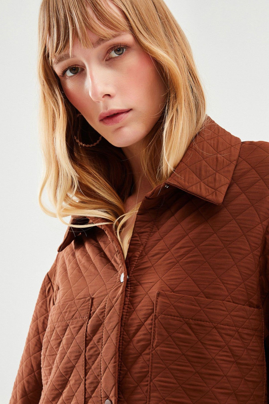 Oversize Quilted Jacket Brown