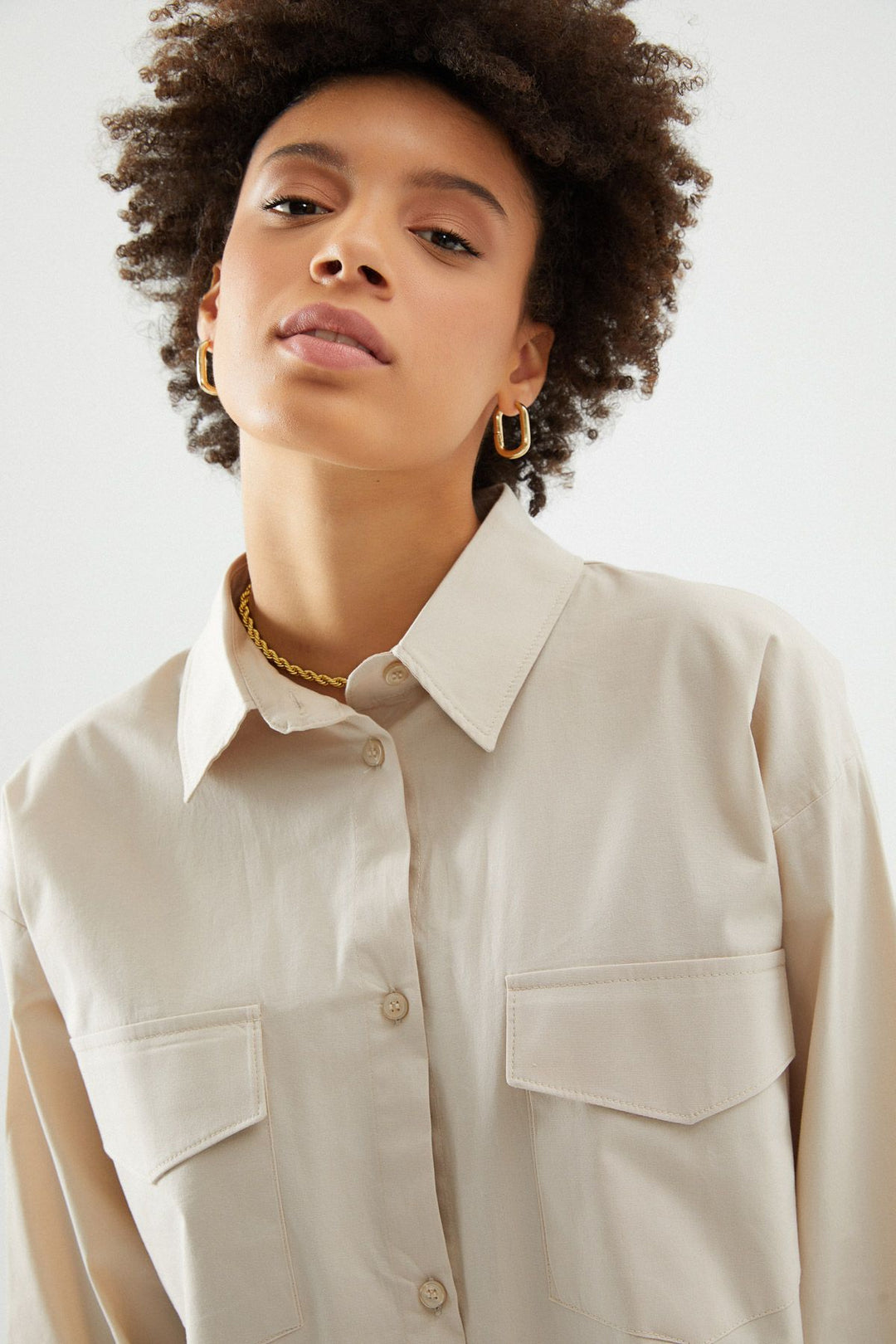 Low Back Oversize Shirt Stone