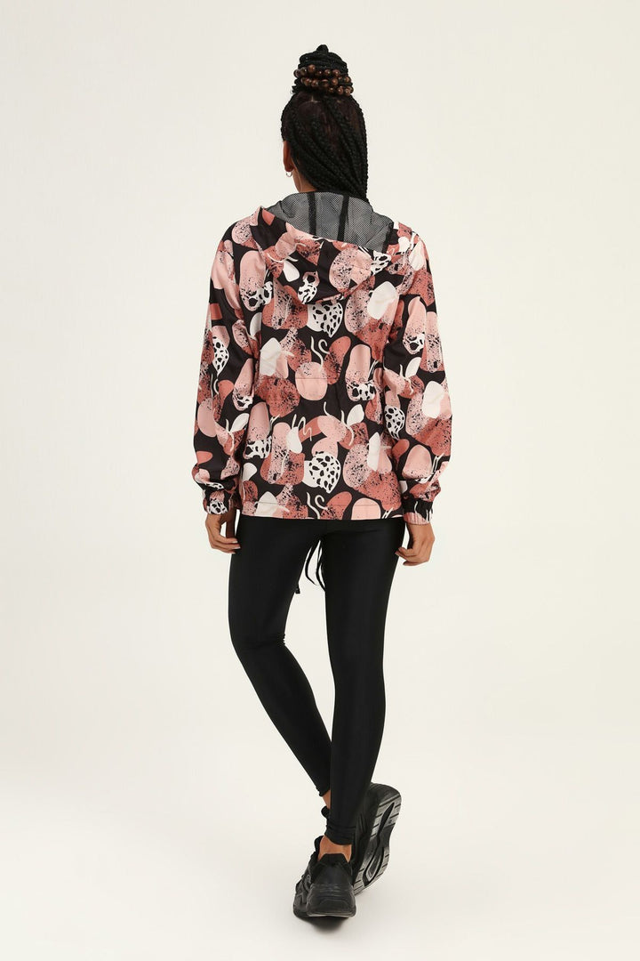 Patterned Elastic Waist Raincoat Black