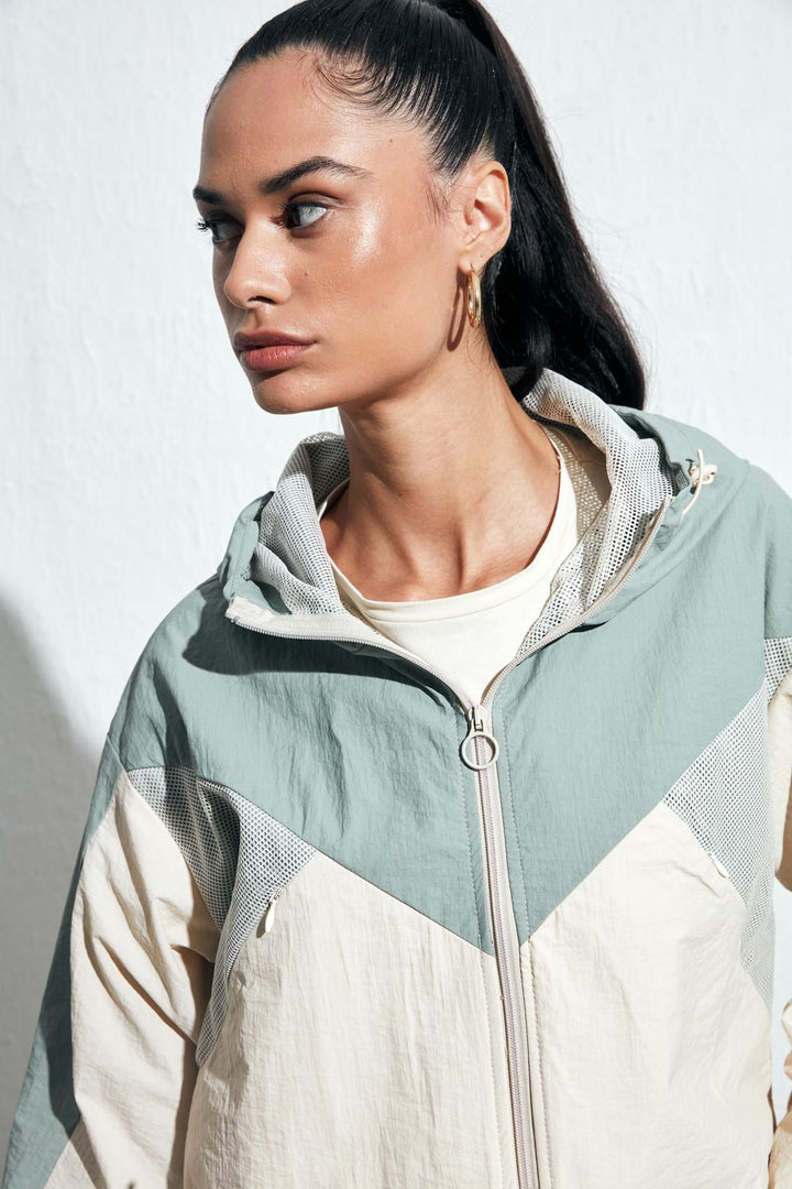 Hooded Colored Raincoat Stone