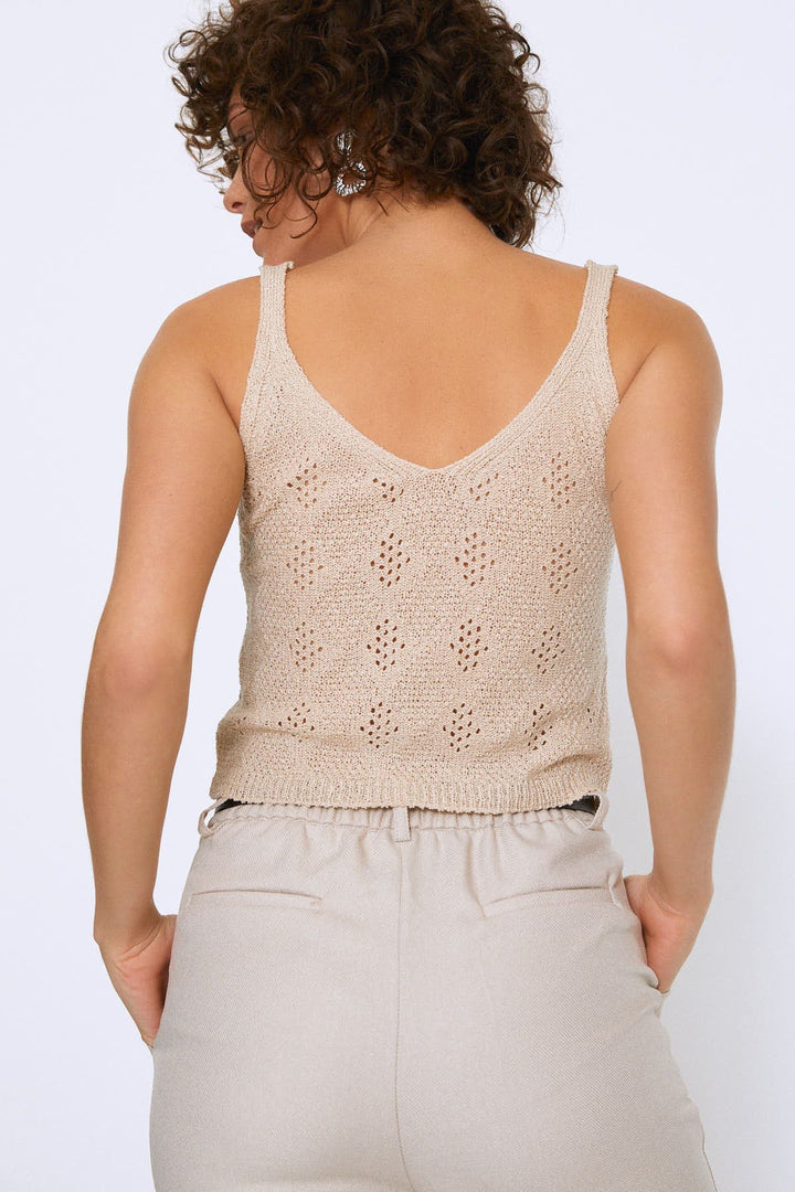 Hanging Openwork V Neck Knitwear Stone