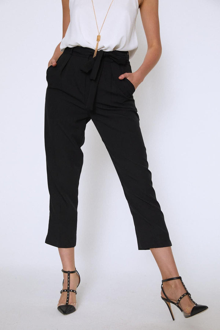 Waist Belted Trousers Black