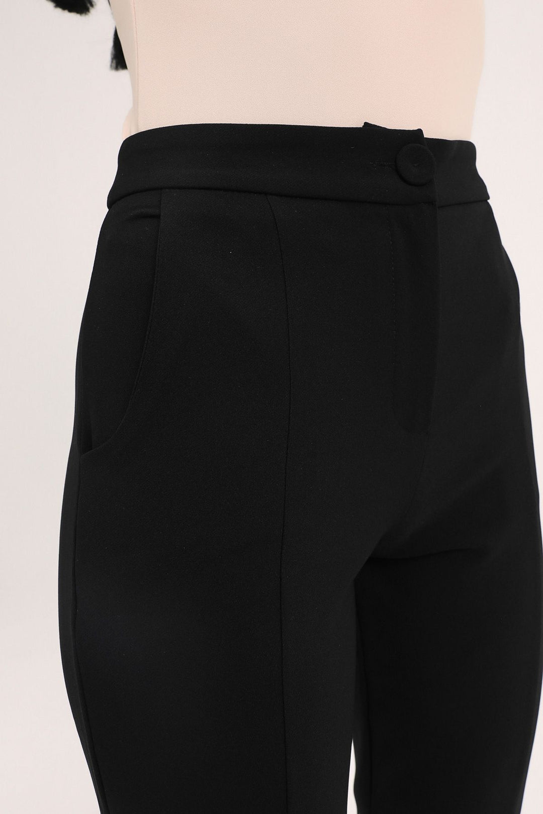 İspanyol Paça Yüksek Bel Pantolon Siyah