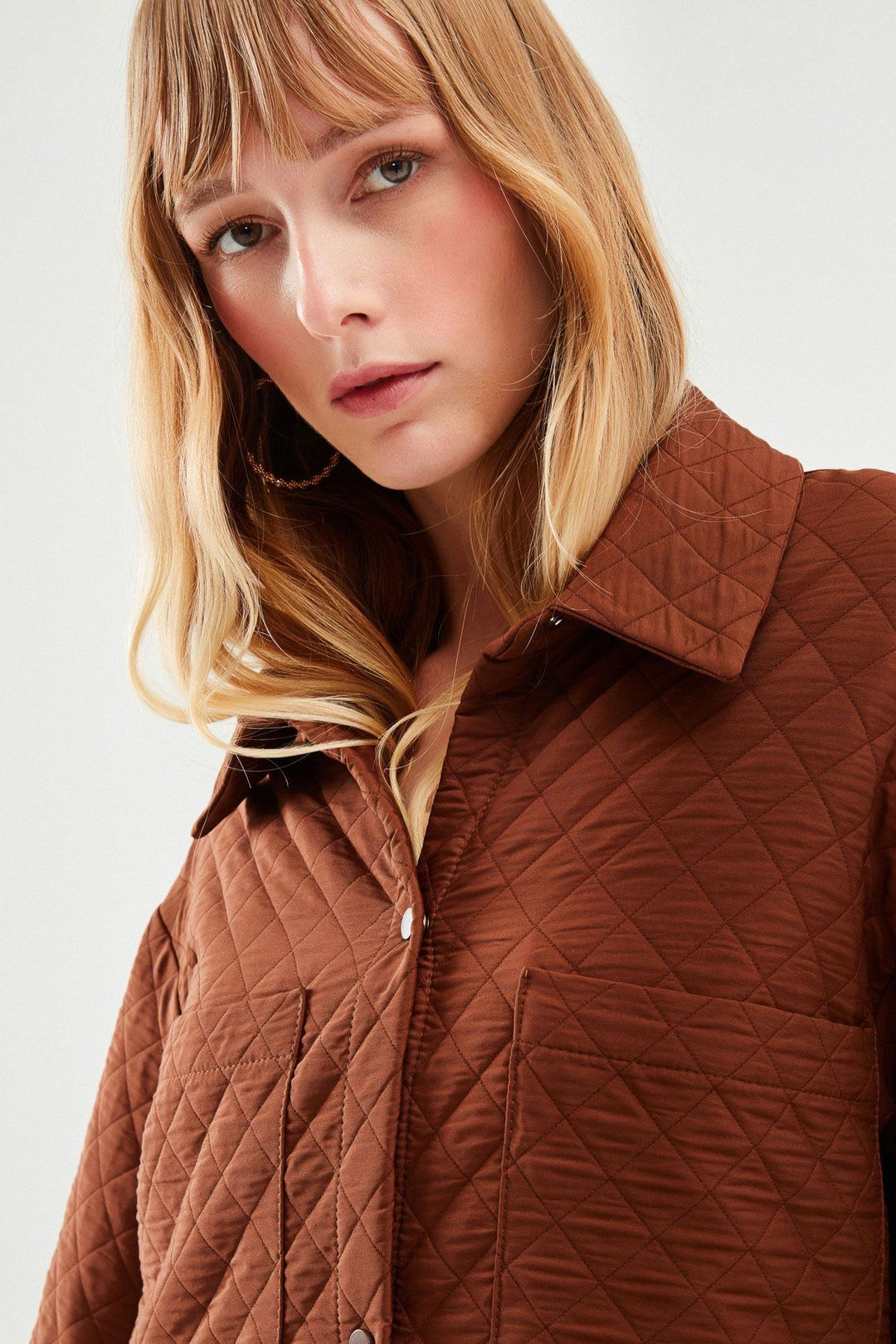 Oversize Quilted Jacket Brown
