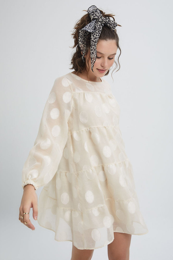 Big Polka Dot Tulle Dress Bone