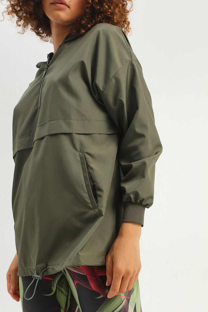 Hooded Pocket Raincoat Khaki